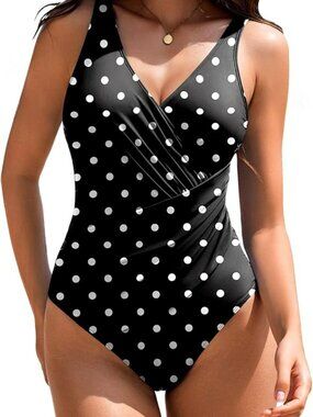 AI'MAGE 2XL Women One Piece Swimsuit Tummy Control Ruched Bathing Suit Slimming
